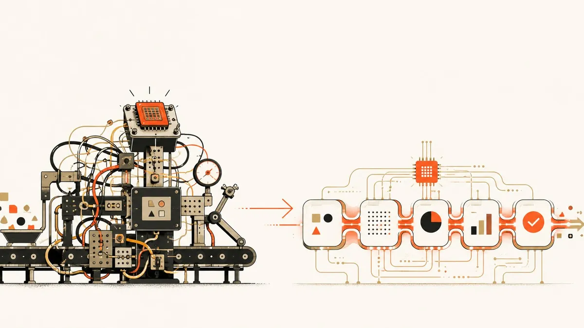 Illustration of workflows being redesigned around AI