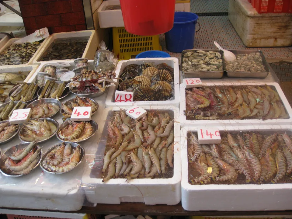 Prices are written on cards and changed as the morning goes on.