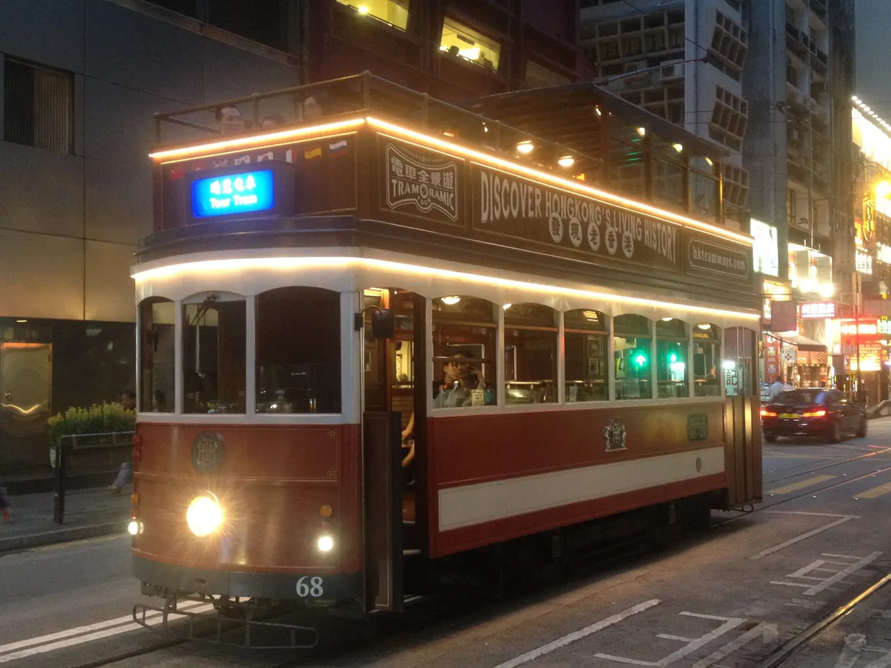 Last runs: an open-balcony heritage car heads for the depot.